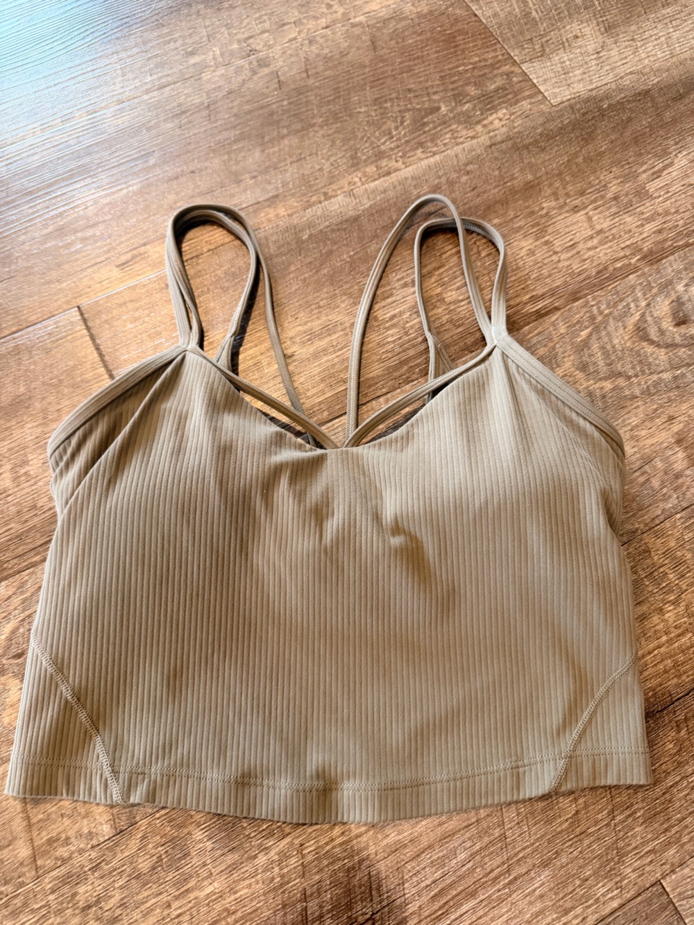 lululemon athletica Ribbed Crop Tank in Olive Taupe